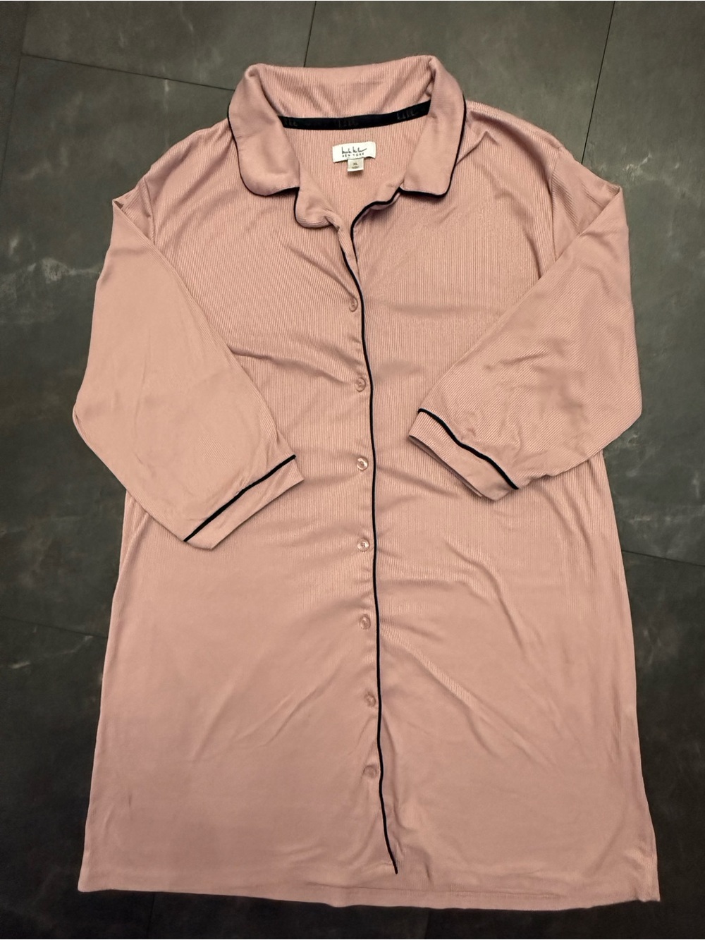 Nicole Miller Dusty Rose Button-Front Nightshirt Size XL